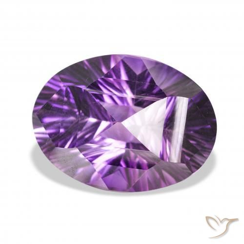 34.82 ct Violet Amethyst Stone, Natural Amethyst in Oval Concave Cut Shape for Sale