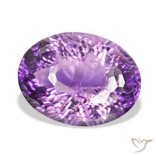 34.41 ct Violet Amethyst Stone, Natural Amethyst in Oval Concave Cut Shape for Sale