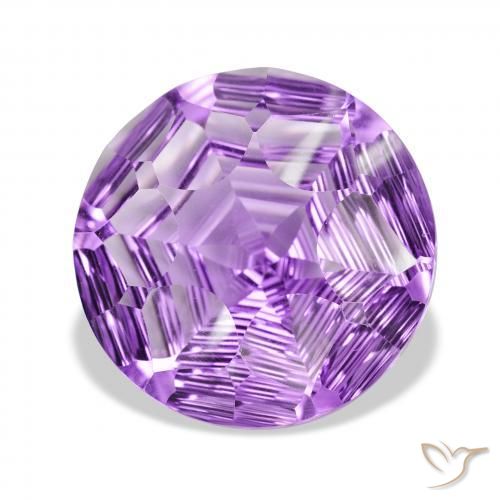 33.22 ct Violet Amethyst Stone, Natural Amethyst in Round Concave Cut Shape for Sale
