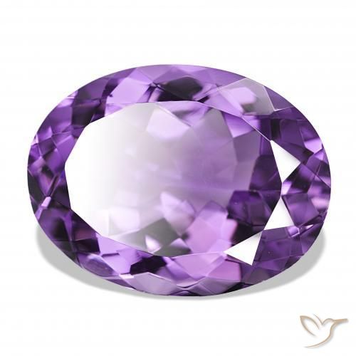 17.34 ct Violet Amethyst Stone, Natural Amethyst in Oval Facet Shape for Sale