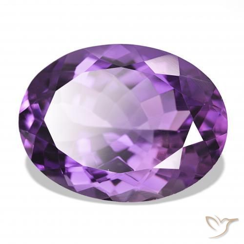 17.41 ct Violet Amethyst Stone, Natural Amethyst in Oval Facet Shape for Sale