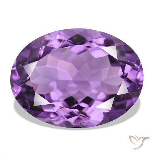 17.56 ct Violet Amethyst Gemstone, Amethyst Gem in Oval Facet Shape for Sale.