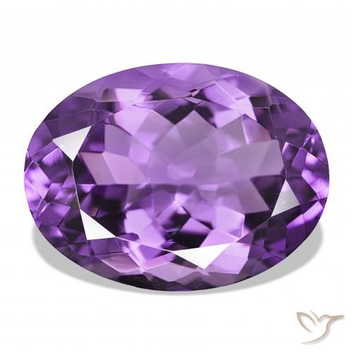17.07 ct Violet Amethyst Gemstone, Amethyst Gem in Oval Facet Shape for Sale.