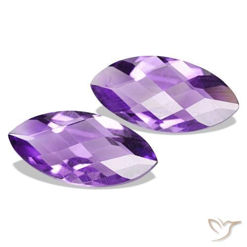 1.01 ctw Violet Amethyst Stones, Natural Amethyst in Marquise Checkerboard (double sided) Shape for Sale