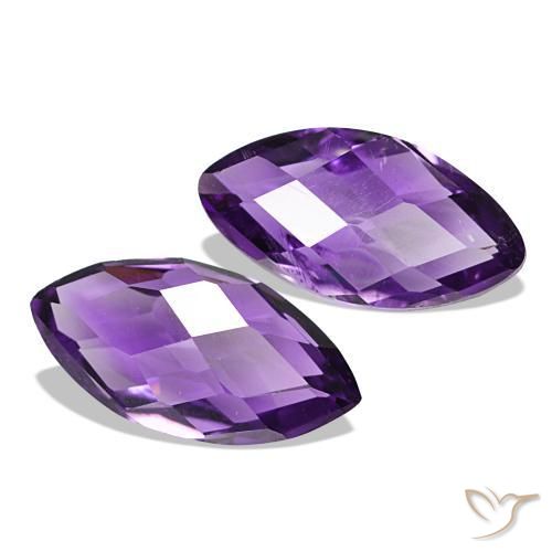 1.14 ctw Violet Amethyst Stones, Natural Amethyst in Marquise Checkerboard (double sided) Shape for Sale