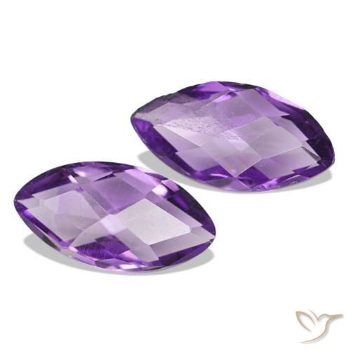 1.12 ctw Violet Amethyst Stones, Natural Amethyst in Marquise Checkerboard (double sided) Shape for Sale