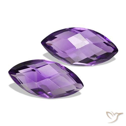 1.20 ctw Violet Amethyst Stones, Natural Amethyst in Marquise Checkerboard (double sided) Shape for Sale
