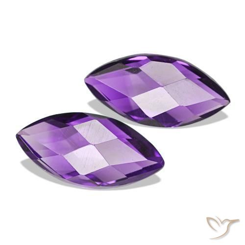 1.12 ctw Violet Amethyst Stones, Natural Amethyst in Marquise Checkerboard (double sided) Shape for Sale