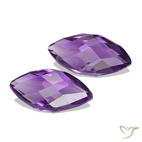 1.01 ctw Violet Amethyst Stones, Natural Amethyst in Marquise Checkerboard (double sided) Shape for Sale