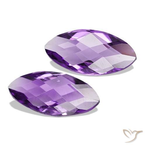 1.02 ctw Violet Amethyst Stones, Natural Amethyst in Marquise Checkerboard (double sided) Shape for Sale