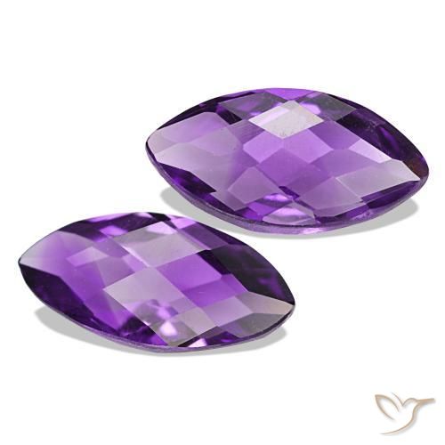 1.08 ctw Violet Amethyst Stones, Natural Amethyst in Marquise Checkerboard (double sided) Shape for Sale