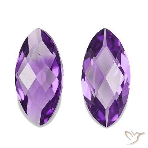 0.95 ctw Violet Amethyst Gemstones, Amethyst Gems in Marquise Checkerboard (double sided) Shape for Sale.