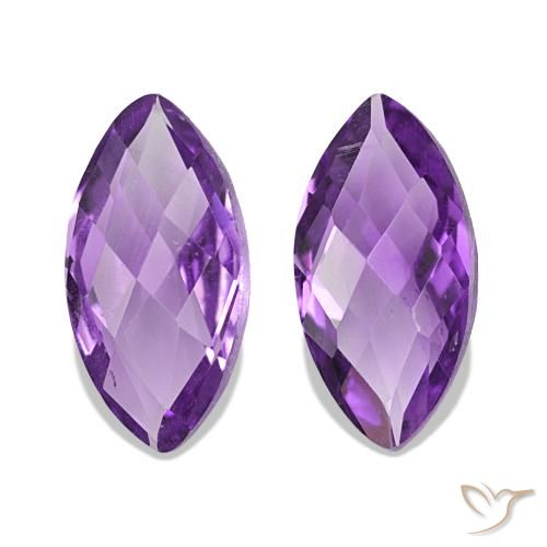 1.06 ctw Violet Amethyst Gemstones, Amethyst Gems in Marquise Checkerboard (double sided) Shape for Sale.