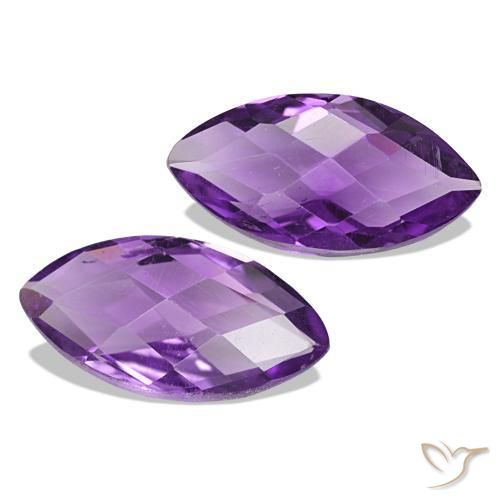 1.06 ctw Violet Amethyst Stones, Natural Amethyst in Marquise Checkerboard (double sided) Shape for Sale