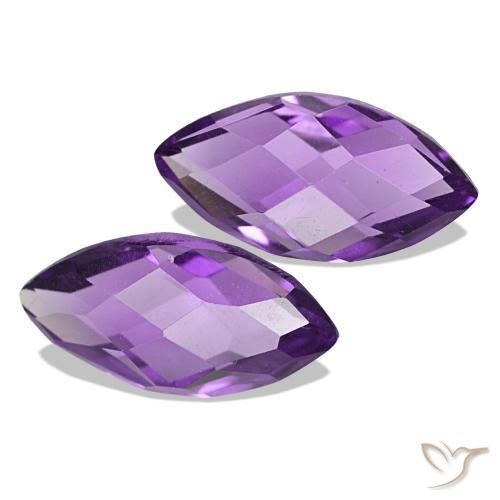 1.14 ctw Violet Amethyst Stones, Natural Amethyst in Marquise Checkerboard (double sided) Shape for Sale