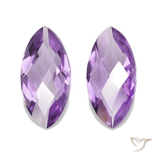 1.02 ctw Violet Amethyst Gemstones, Amethyst Gems in Marquise Checkerboard (double sided) Shape for Sale.