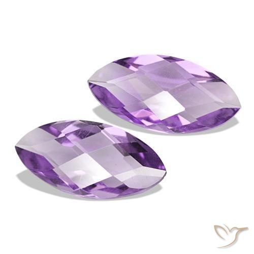 1.02 ctw Violet Amethyst Stones, Natural Amethyst in Marquise Checkerboard (double sided) Shape for Sale