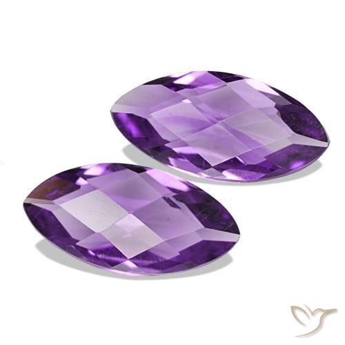 1.03 ctw Violet Amethyst Stones, Natural Amethyst in Marquise Checkerboard (double sided) Shape for Sale
