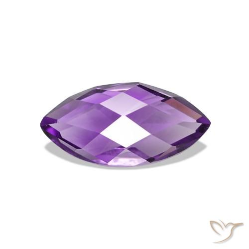0.65 ct Violet Amethyst Gemstone, Amethyst Gem in Marquise Checkerboard (double sided) Shape for Sale.