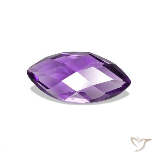 0.65 ct Violet Amethyst Stone, Natural Amethyst in Marquise Checkerboard (double sided) Shape for Sale
