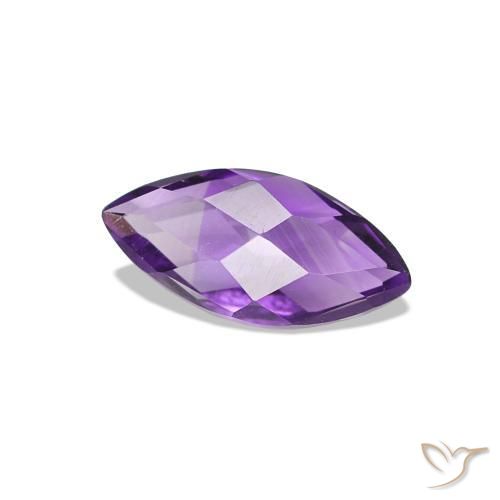 0.54 ct Violet Amethyst Stone, Natural Amethyst in Marquise Checkerboard (double sided) Shape for Sale