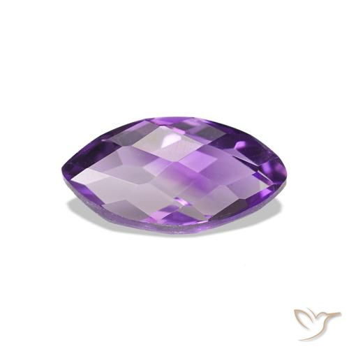 0.66 ct Violet Amethyst Gemstone, Amethyst Gem in Marquise Checkerboard (double sided) Shape for Sale.