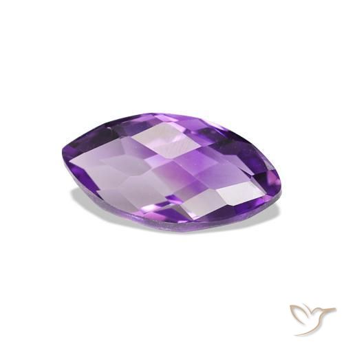 0.66 ct Violet Amethyst Stone, Natural Amethyst in Marquise Checkerboard (double sided) Shape for Sale