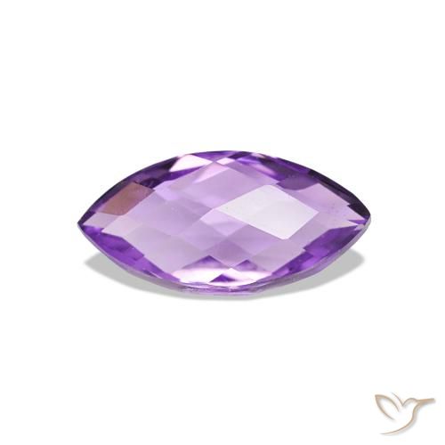 0.59 ct Violet Amethyst Gemstone, Amethyst Gem in Marquise Checkerboard (double sided) Shape for Sale.