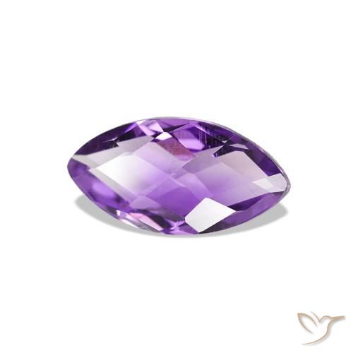 0.67 ct Violet Amethyst Stone, Natural Amethyst in Marquise Checkerboard (double sided) Shape for Sale