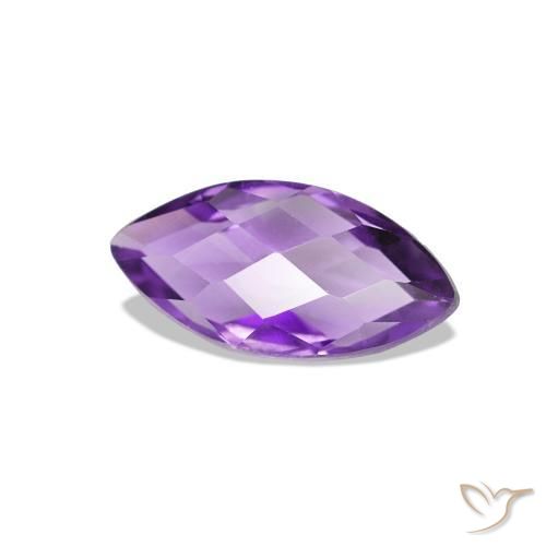 0.56 ct Violet Amethyst Stone, Natural Amethyst in Marquise Checkerboard (double sided) Shape for Sale