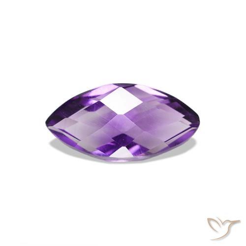 0.53 ct Violet Amethyst Gemstone, Amethyst Gem in Marquise Checkerboard (double sided) Shape for Sale.