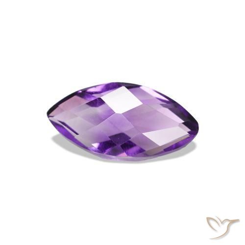 0.53 ct Violet Amethyst Stone, Natural Amethyst in Marquise Checkerboard (double sided) Shape for Sale
