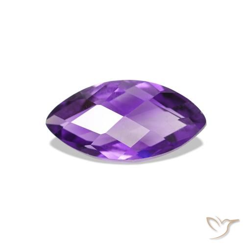 0.58 ct Violet Amethyst Gemstone, Amethyst Gem in Marquise Checkerboard (double sided) Shape for Sale.