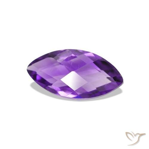 0.58 ct Violet Amethyst Stone, Natural Amethyst in Marquise Checkerboard (double sided) Shape for Sale