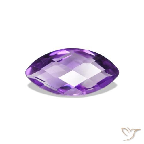 0.58 ct Violet Amethyst Gemstone, Amethyst Gem in Marquise Checkerboard (double sided) Shape for Sale.