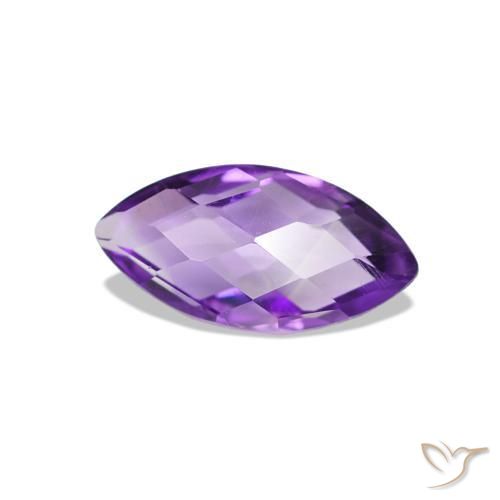 0.58 ct Violet Amethyst Stone, Natural Amethyst in Marquise Checkerboard (double sided) Shape for Sale