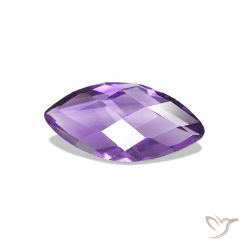 0.56 ct Violet Amethyst Stone, Natural Amethyst in Marquise Checkerboard (double sided) Shape for Sale