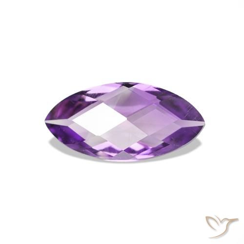 0.51 ct Violet Amethyst Gemstone, Amethyst Gem in Marquise Checkerboard (double sided) Shape for Sale.