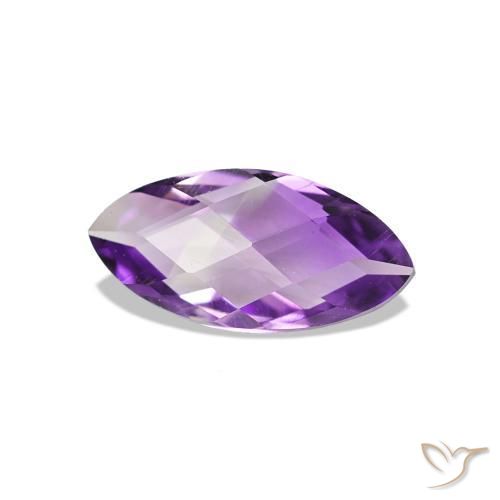 0.51 ct Violet Amethyst Stone, Natural Amethyst in Marquise Checkerboard (double sided) Shape for Sale