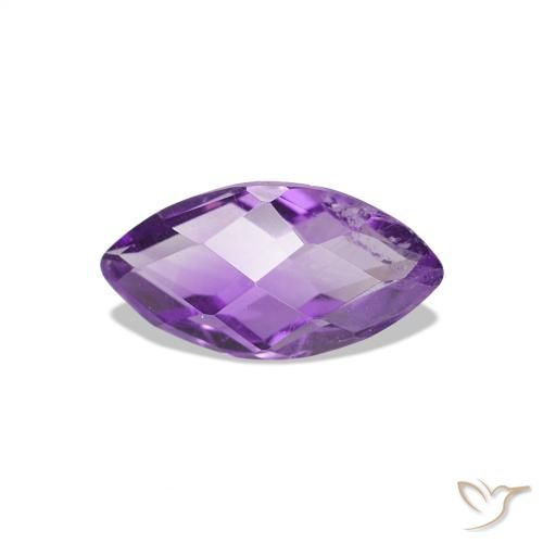 0.56 ct Violet Amethyst Gemstone, Amethyst Gem in Marquise Checkerboard (double sided) Shape for Sale.