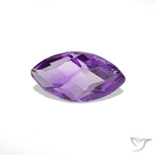 0.56 ct Violet Amethyst Stone, Natural Amethyst in Marquise Checkerboard (double sided) Shape for Sale
