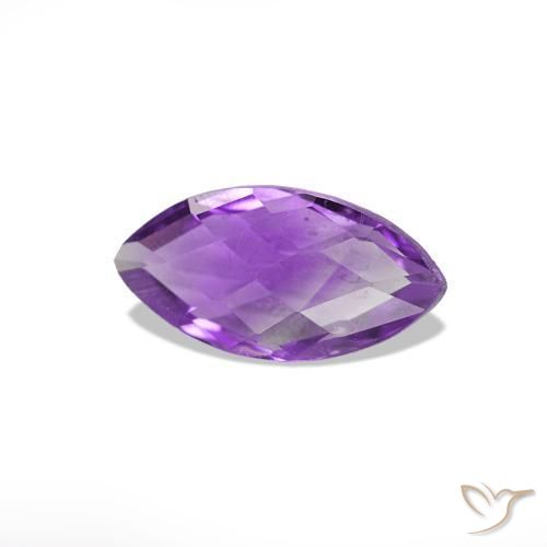 0.55 ct Violet Amethyst Stone, Natural Amethyst in Marquise Checkerboard (double sided) Shape for Sale