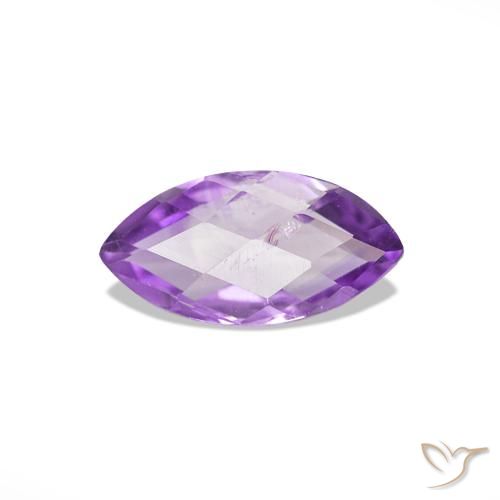 0.57 ct Violet Amethyst Gemstone, Amethyst Gem in Marquise Checkerboard (double sided) Shape for Sale.