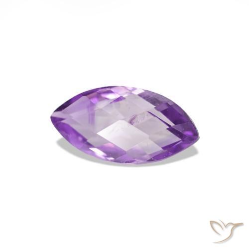 0.57 ct Violet Amethyst Stone, Natural Amethyst in Marquise Checkerboard (double sided) Shape for Sale