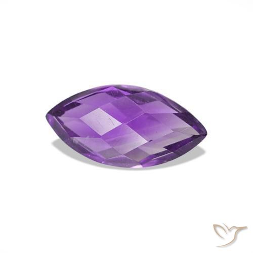 0.59 ct Violet Amethyst Stone, Natural Amethyst in Marquise Checkerboard (double sided) Shape for Sale