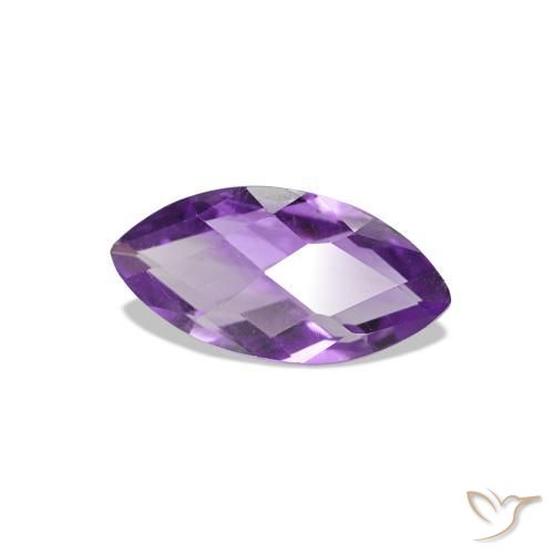 0.62 ct Violet Amethyst Stone, Natural Amethyst in Marquise Checkerboard (double sided) Shape for Sale