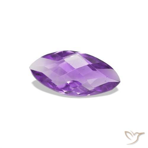 0.48 ct Violet Amethyst Stone, Natural Amethyst in Marquise Checkerboard (double sided) Shape for Sale