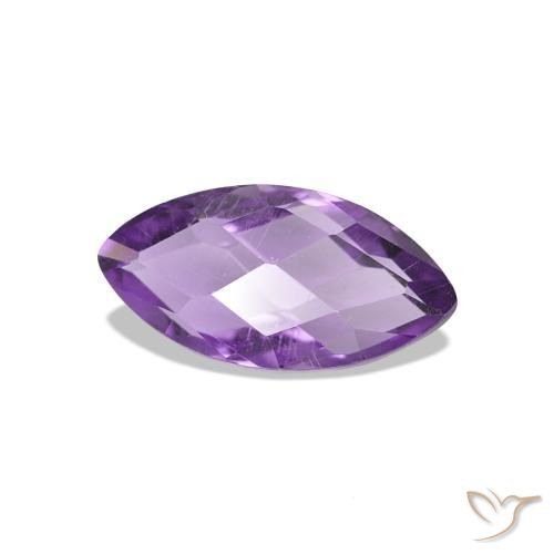 0.62 ct Violet Amethyst Stone, Natural Amethyst in Marquise Checkerboard (double sided) Shape for Sale
