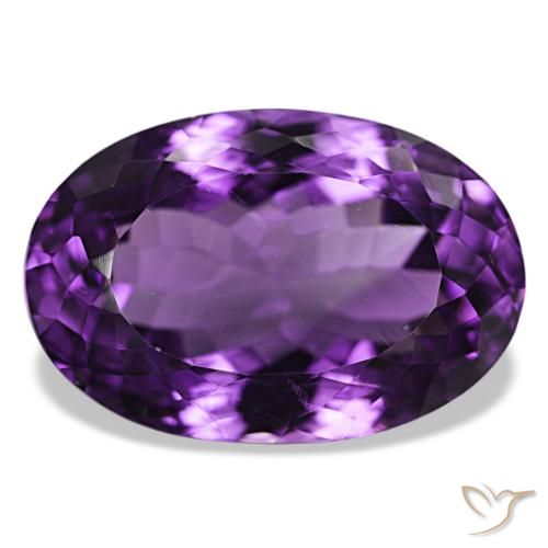 29.74 ct Violet Amethyst Gemstone, Amethyst Gem in Oval Facet Shape for Sale.