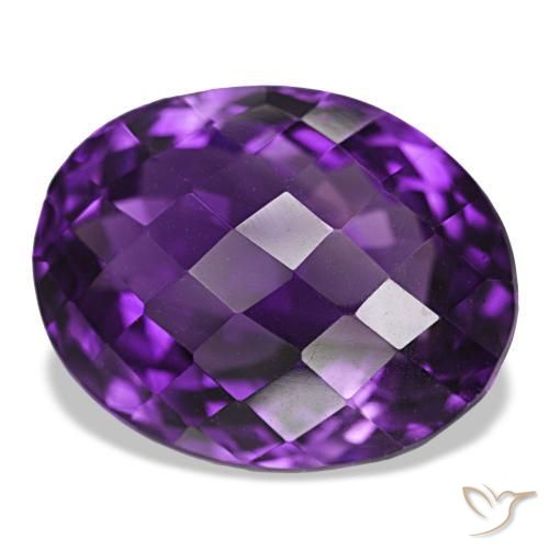 30.20 ct Violet Amethyst Stone, Natural Amethyst in Oval Checkerboard Shape for Sale